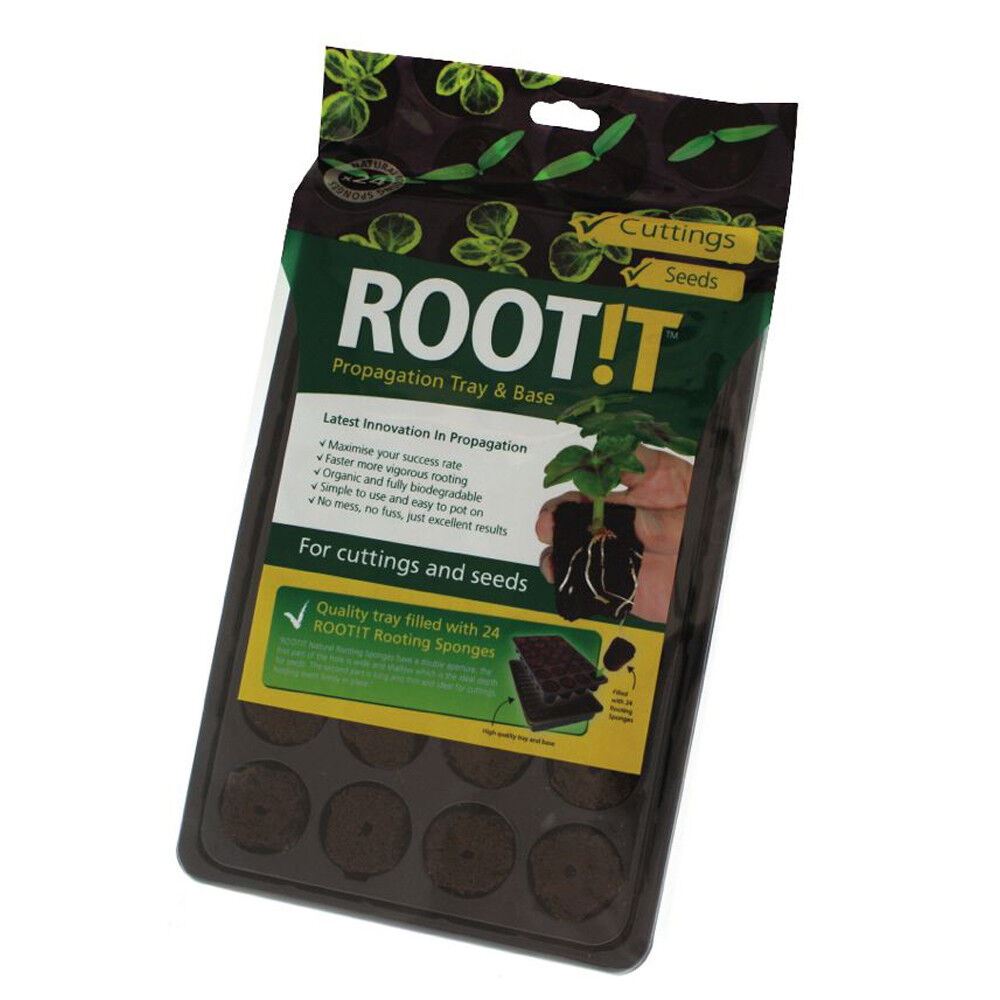 ROOT !T Natural Rooting Sponges (24) Cell Filled Tray Cuttings Seeds ROOT IT