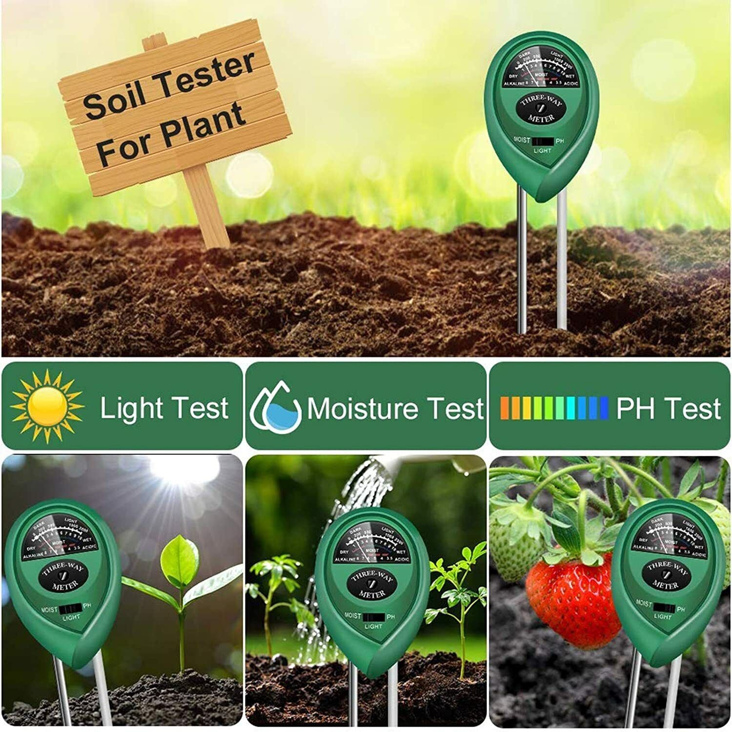 Senua 3-in-1 Soil pH Meter