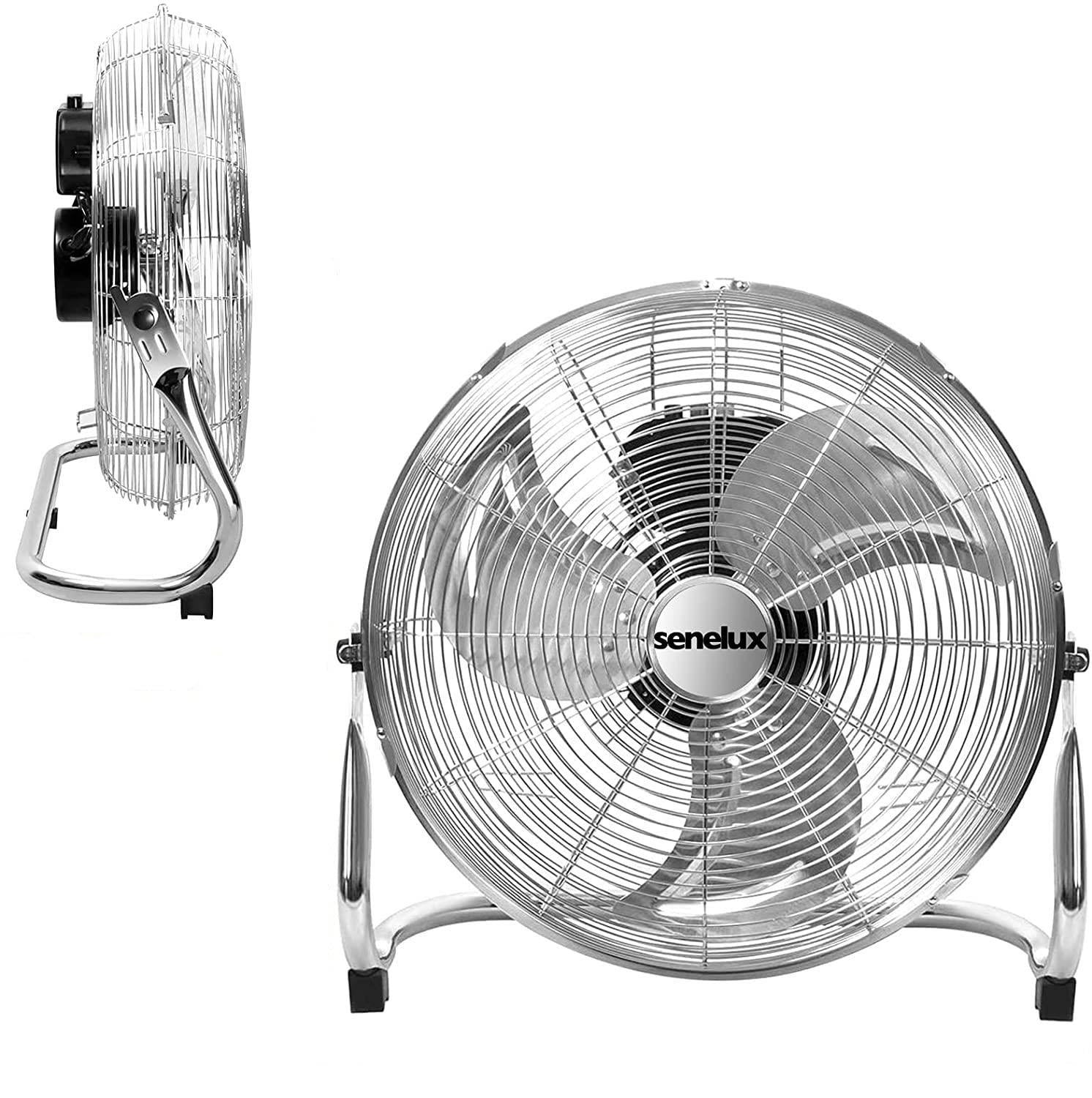 Senelux 12" (30cm) Metal Chrome Floor Stand Fan