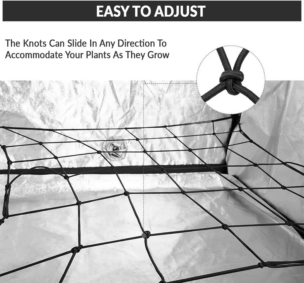 Senua Elastic Trellis - SCROG Net for Grow Tent with Steel Hooks