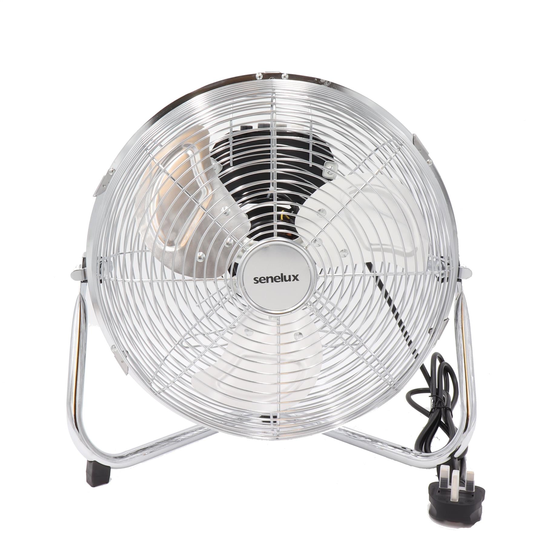 Senelux 12" (30cm) Metal Chrome Floor Stand Fan