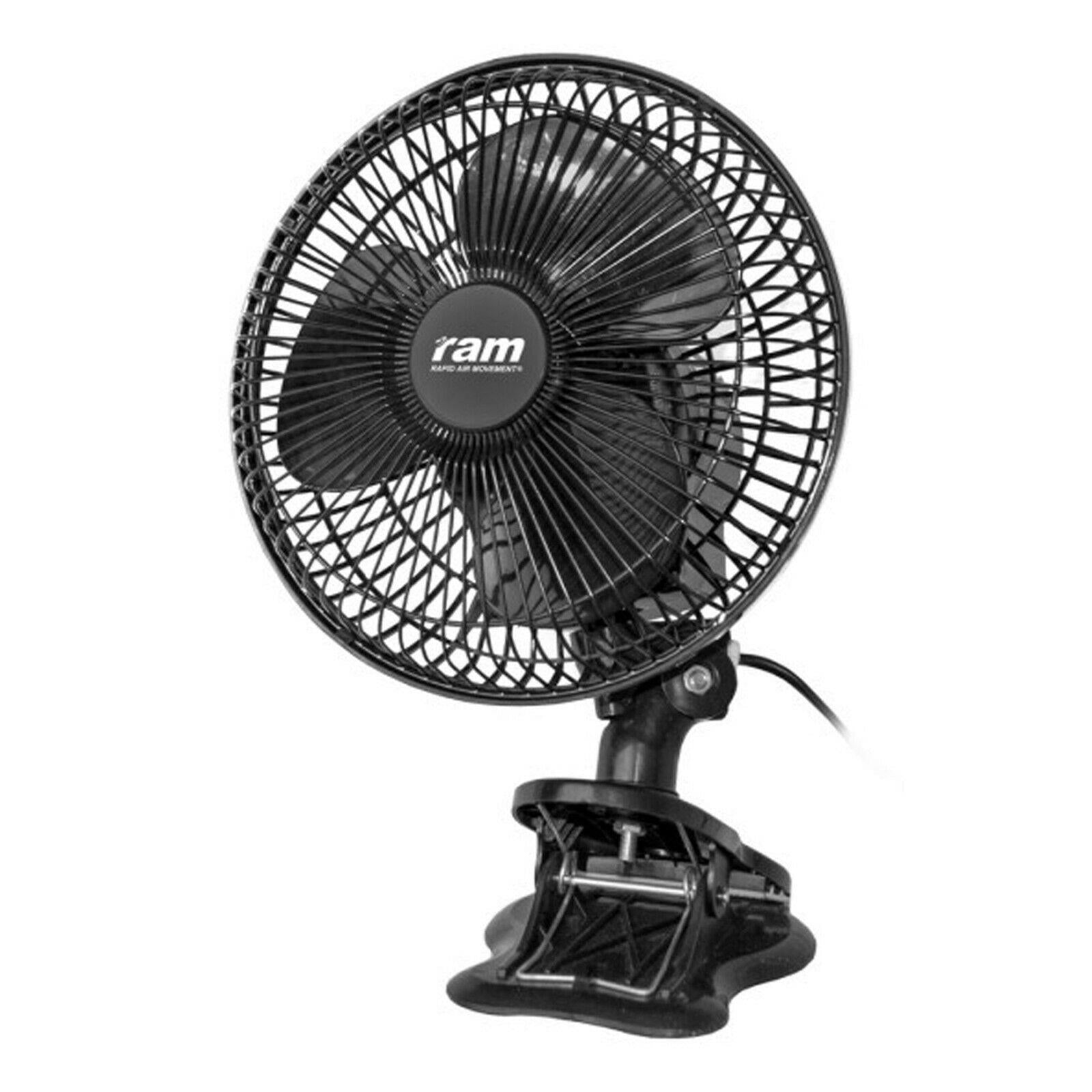 RAM 7" Oscillating Clip-On Fan 20W Black