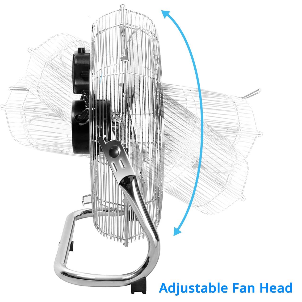 Senelux 12" (30cm) Metal Chrome Floor Stand Fan