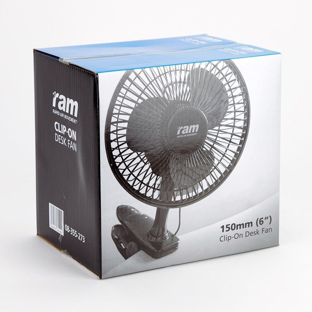 RAM 6" (150mm) Clip-On Fan – 2-Speed Adjustable Desk Fan