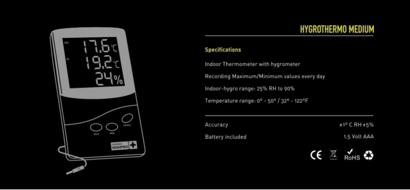 Garden HighPro Thermo/hygrometer Medium 1.5m lead