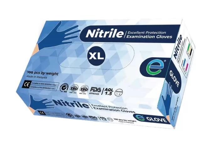 Disposable Nitrile Examination Gloves Box of 100 Size XL