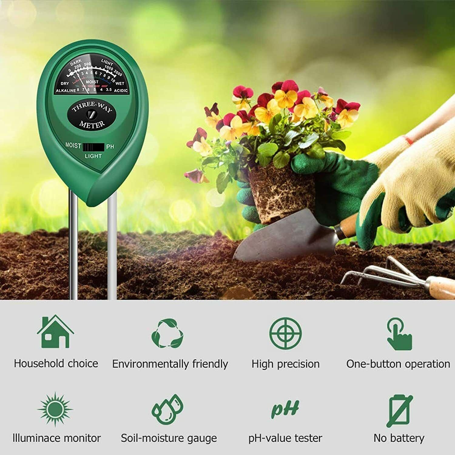 Senua 3-in-1 Soil pH Meter